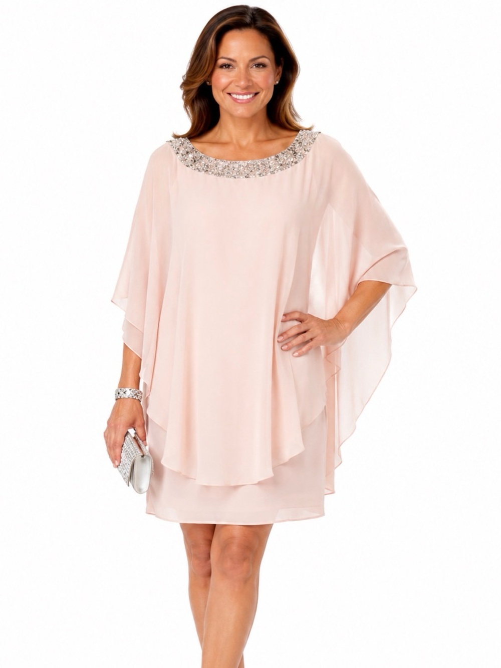 XSCAPE Chiffon Overlay Dress